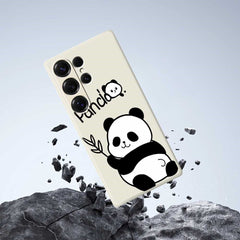 Für Samsung Galaxy S25 Ultra Hülle Panda Muster Druck Gerade Kante TPU Telefon Rückseite 
