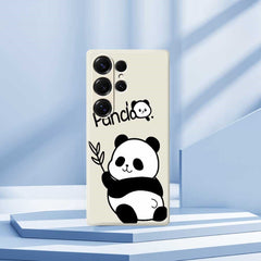 Für Samsung Galaxy S25 Ultra Hülle Panda Muster Druck Gerade Kante TPU Telefon Rückseite 