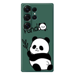 Für Samsung Galaxy S25 Ultra Hülle Panda Muster Druck Gerade Kante TPU Telefon Rückseite 