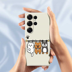 For Samsung Galaxy S25 Ultra Case Three Animal Dolls Pattern Printing Straight Edge TPU Phone Back Cover