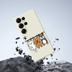 For Samsung Galaxy S25 Ultra Case Three Animal Dolls Pattern Printing Straight Edge TPU Phone Back Cover