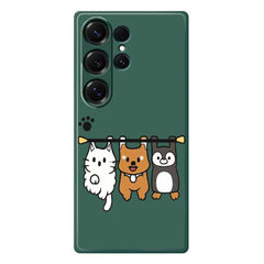 For Samsung Galaxy S25 Ultra Case Three Animal Dolls Pattern Printing Straight Edge TPU Phone Back Cover