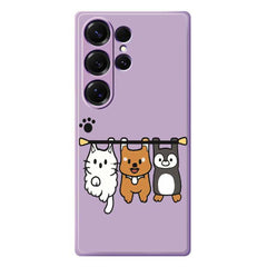 For Samsung Galaxy S25 Ultra Case Three Animal Dolls Pattern Printing Straight Edge TPU Phone Back Cover