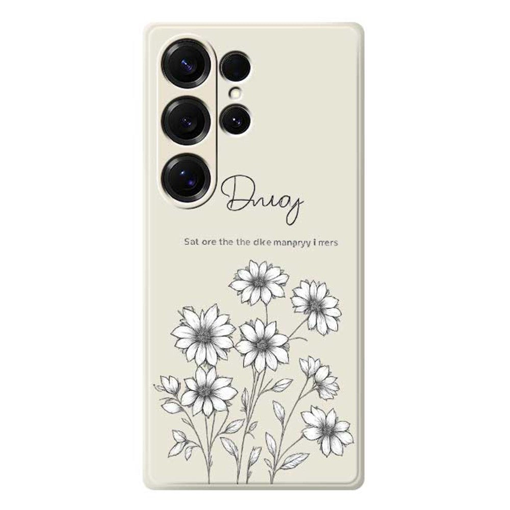 For Samsung Galaxy S25 Ultra Case Sketch Flowers Pattern Printing Straight Edge TPU Phone Back Cover - TechGearPal