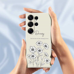 For Samsung Galaxy S25 Ultra Case Sketch Flowers Pattern Printing Straight Edge TPU Phone Back Cover