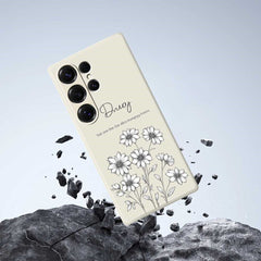 For Samsung Galaxy S25 Ultra Case Sketch Flowers Pattern Printing Straight Edge TPU Phone Back Cover