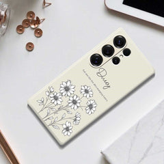 For Samsung Galaxy S25 Ultra Case Sketch Flowers Pattern Printing Straight Edge TPU Phone Back Cover