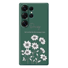 For Samsung Galaxy S25 Ultra Case Sketch Flowers Pattern Printing Straight Edge TPU Phone Back Cover