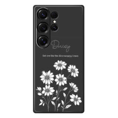 For Samsung Galaxy S25 Ultra Case Sketch Flowers Pattern Printing Straight Edge TPU Phone Back Cover