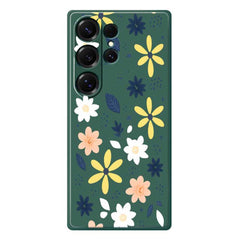 For Samsung Galaxy S25 Ultra Case Colorful Floral Blue Leaves Pattern Printing Straight Edge TPU Phone Back Cover