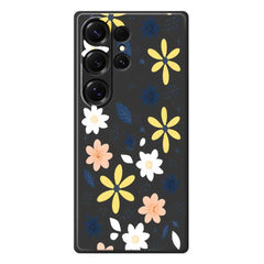 For Samsung Galaxy S25 Ultra Case Colorful Floral Blue Leaves Pattern Printing Straight Edge TPU Phone Back Cover