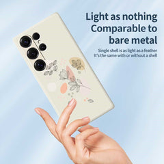 For Samsung Galaxy S25 Ultra Case Sketch Leaves Pattern Printing Straight Edge TPU Phone Back Cover