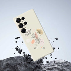 For Samsung Galaxy S25 Ultra Case Sketch Leaves Pattern Printing Straight Edge TPU Phone Back Cover