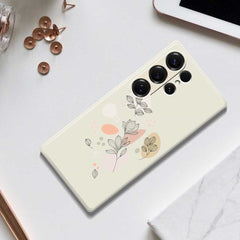 For Samsung Galaxy S25 Ultra Case Sketch Leaves Pattern Printing Straight Edge TPU Phone Back Cover