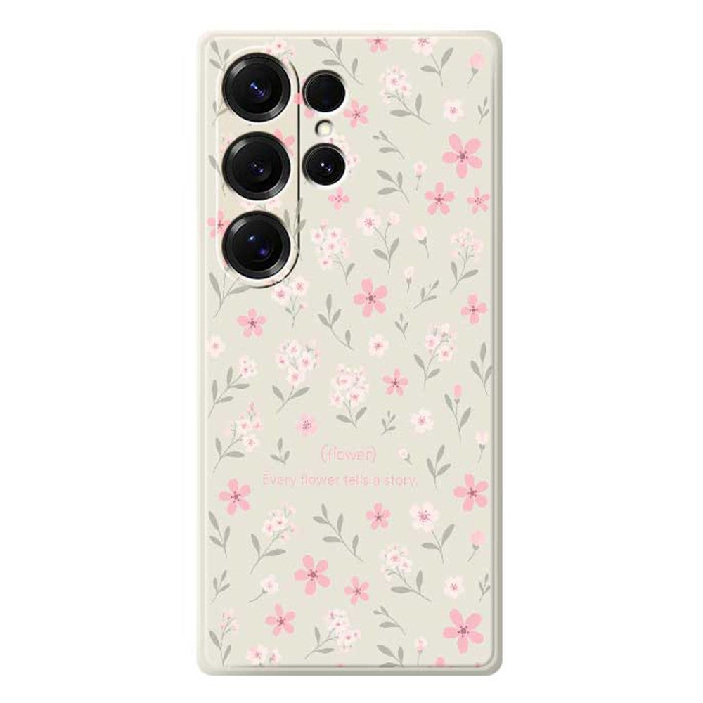For Samsung Galaxy S25 Ultra Case Small Flower Pattern Printing Straight Edge TPU Phone Back Cover - TechGearPal