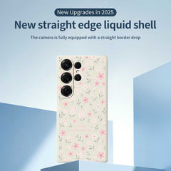 Für Samsung Galaxy S25 Ultra Hülle Kleines Blumenmuster Druck Gerade Kante TPU Telefon Rückseite 