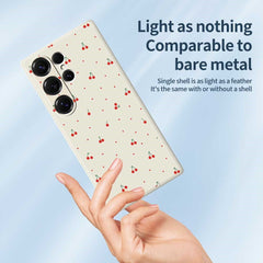 For Samsung Galaxy S25 Ultra Case Red Cherry Pattern Printing Straight Edge TPU Phone Back Cover