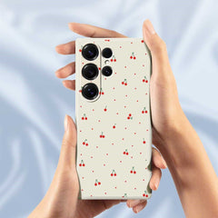 For Samsung Galaxy S25 Ultra Case Red Cherry Pattern Printing Straight Edge TPU Phone Back Cover