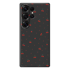 For Samsung Galaxy S25 Ultra Case Red Cherry Pattern Printing Straight Edge TPU Phone Back Cover