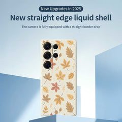 Coque arrière en TPU pour Samsung Galaxy S25 Ultra, motif feuilles, bord droit 