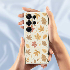 Coque arrière en TPU pour Samsung Galaxy S25 Ultra, motif feuilles, bord droit 