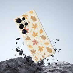 Coque arrière en TPU pour Samsung Galaxy S25 Ultra, motif feuilles, bord droit 