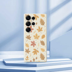 Coque arrière en TPU pour Samsung Galaxy S25 Ultra, motif feuilles, bord droit 