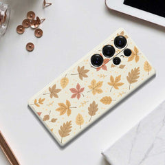 Coque arrière en TPU pour Samsung Galaxy S25 Ultra, motif feuilles, bord droit 