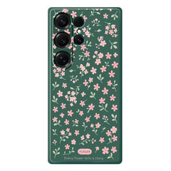 For Samsung Galaxy S25 Ultra Case Pink Small Flowers Pattern Printing Straight Edge TPU Phone Back Cover