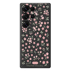 For Samsung Galaxy S25 Ultra Case Pink Small Flowers Pattern Printing Straight Edge TPU Phone Back Cover