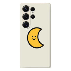 Coque arrière en TPU pour Samsung Galaxy S25 Ultra, motif lune jaune, bord droit 