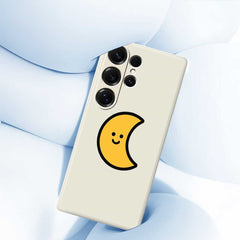 Coque arrière en TPU pour Samsung Galaxy S25 Ultra, motif lune jaune, bord droit 