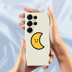 Coque arrière en TPU pour Samsung Galaxy S25 Ultra, motif lune jaune, bord droit 