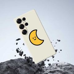 Coque arrière en TPU pour Samsung Galaxy S25 Ultra, motif lune jaune, bord droit 