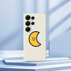 Coque arrière en TPU pour Samsung Galaxy S25 Ultra, motif lune jaune, bord droit 