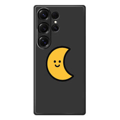 Coque arrière en TPU pour Samsung Galaxy S25 Ultra, motif lune jaune, bord droit 