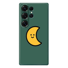 Coque arrière en TPU pour Samsung Galaxy S25 Ultra, motif lune jaune, bord droit 