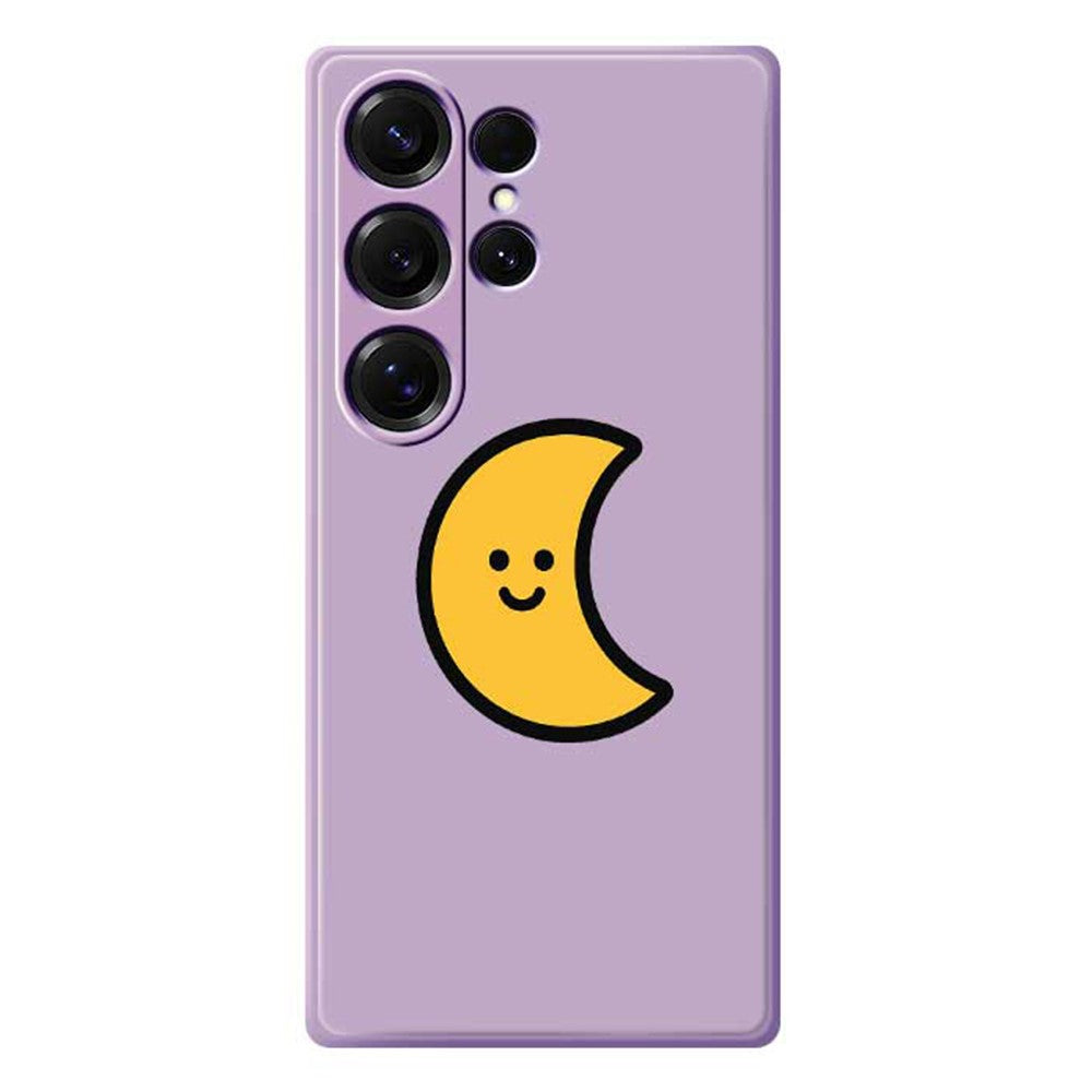 Coque arrière en TPU pour Samsung Galaxy S25 Ultra, motif lune jaune, bord droit 