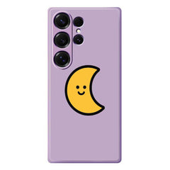 Coque arrière en TPU pour Samsung Galaxy S25 Ultra, motif lune jaune, bord droit 