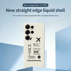 For Samsung Galaxy S25 Ultra Case Boarding Ticket Pattern Printing Straight Edge TPU Phone Back Cover