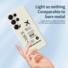 For Samsung Galaxy S25 Ultra Case Boarding Ticket Pattern Printing Straight Edge TPU Phone Back Cover