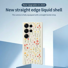 Für Samsung Galaxy S25 Ultra Hülle Blumen und Gras Muster Druck Gerade Kante TPU Telefon Rückseite 