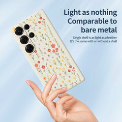 Für Samsung Galaxy S25 Ultra Hülle Blumen und Gras Muster Druck Gerade Kante TPU Telefon Rückseite 