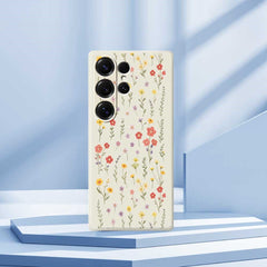 Für Samsung Galaxy S25 Ultra Hülle Blumen und Gras Muster Druck Gerade Kante TPU Telefon Rückseite 