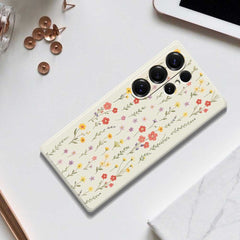 Für Samsung Galaxy S25 Ultra Hülle Blumen und Gras Muster Druck Gerade Kante TPU Telefon Rückseite 
