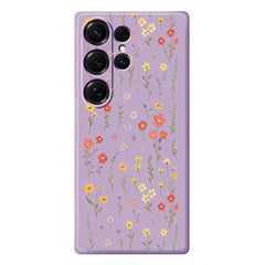 Für Samsung Galaxy S25 Ultra Hülle Blumen und Gras Muster Druck Gerade Kante TPU Telefon Rückseite 