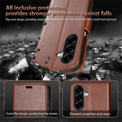 Coque AZNS pour Samsung Galaxy S25 FE, étui portefeuille anti-rayures en cuir PU avec support 