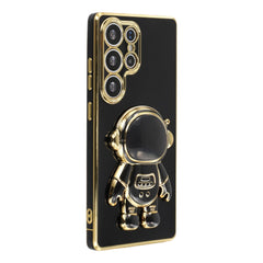 For Samsung Galaxy S25 Ultra Case Electroplating Soft TPU Phone Cover with Astronaut Hidden Kickstand