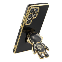 For Samsung Galaxy S25 Ultra Case Electroplating Soft TPU Phone Cover with Astronaut Hidden Kickstand