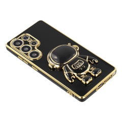 For Samsung Galaxy S25 Ultra Case Electroplating Soft TPU Phone Cover with Astronaut Hidden Kickstand